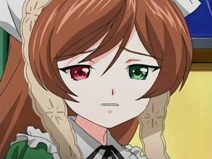 Rating: Safe Score: 0 Tags: 1girl braid brown_hair face frills green_eyes hat image long_hair maid portrait red_eyes solo suiseiseki twin_braids User: admin