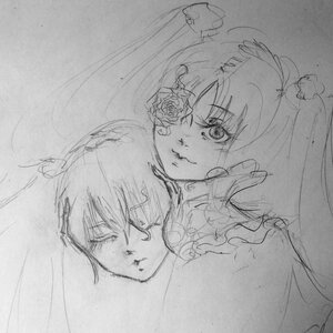 Rating: Safe Score: 0 Tags: 2girls barasuishou flower greyscale image kirakishou monochrome multiple_girls pair sketch traditional_media User: admin