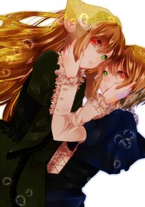 Rating: Safe Score: 0 Tags: 2girls brown_hair dress green_eyes heterochromia image long_hair long_sleeves looking_at_viewer multiple_girls pair red_eyes short_hair siblings sisters souseiseki suiseiseki twins very_long_hair User: admin