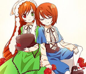 Rating: Safe Score: 0 Tags: 2girls bouquet closed_eyes dress flower frills green_eyes hat hat_removed headwear_removed heterochromia holding_hands image long_hair long_sleeves multiple_girls pair pink_rose red_eyes red_flower red_rose rose short_hair siblings sisters smile souseiseki suiseiseki top_hat twins watering_can User: admin
