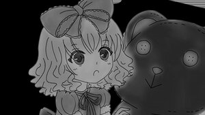 Rating: Safe Score: 0 Tags: 1girl bow dress greyscale hair_bow hinaichigo image looking_at_viewer monochrome neck_ribbon open_mouth puffy_short_sleeves ribbon short_hair solo User: admin
