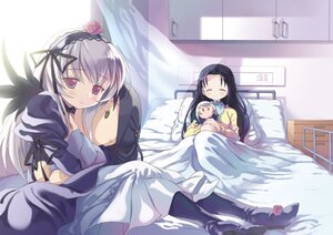 Rating: Safe Score: 0 Tags: 3girls bed blush boots closed_eyes dress flower hairband image kakizaki_megu long_hair long_sleeves multiple_girls sitting sleeping solo suigintou wings User: admin