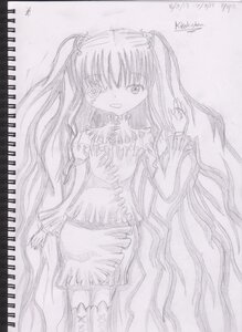 Rating: Safe Score: 0 Tags: 1girl 86800 bow dress greyscale image kirakishou long_hair looking_at_viewer monochrome solo thighhighs traditional_media two_side_up very_long_hair zettai_ryouiki User: admin