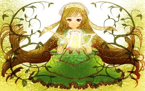 Rating: Safe Score: 0 Tags: 1girl absurdly_long_hair blonde_hair braid brown_hair dress flower frills green_dress head_scarf image long_hair long_sleeves plant solo suiseiseki twin_braids very_long_hair vines User: admin