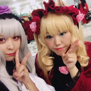 Rating: Safe Score: 0 Tags: 2girls blonde_hair blue_eyes finger_to_mouth flower hair_ornament hat lips long_hair looking_at_viewer multiple_cosplay multiple_girls realistic shushing smile tagme v User: admin