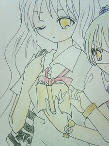 Rating: Safe Score: 0 Tags: 1girl 2girls book image kirakishou long_hair multiple_girls short_sleeves simple_background solo traditional_media User: admin