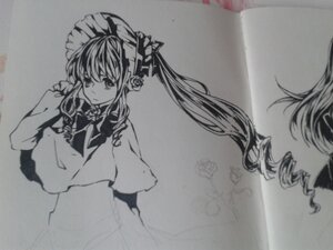 Rating: Safe Score: 0 Tags: 1girl auto_tagged bonnet dress drill_hair flower frills greyscale image long_hair long_sleeves looking_at_viewer monochrome photo rose shinku solo traditional_media User: admin