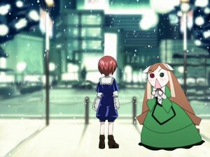 Rating: Safe Score: 0 Tags: 1boy 2girls blurry brown_hair depth_of_field dress heterochromia image long_hair multiple_girls pair red_eyes school_uniform short_hair snow souseiseki standing suiseiseki User: admin