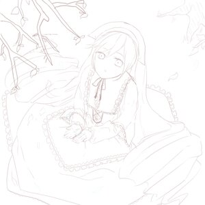 Rating: Safe Score: 0 Tags: 1girl blush bug butterfly dress frills greyscale image insect long_hair long_sleeves monochrome ribbon sitting solo striped suiseiseki vertical-striped_dress vertical_stripes very_long_hair User: admin