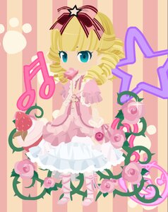 Rating: Safe Score: 0 Tags: 1girl blonde_hair blue_eyes bow cake dress drill_hair flower food frills fruit hina_ichigo hinaichigo image pink_bow pink_dress pink_flower pink_rose red_rose ribbon ringlets rose solo star_(symbol) strawberry striped striped_background twin_drills User: admin