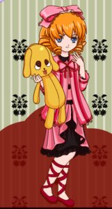 Rating: Safe Score: 0 Tags: 1girl blonde_hair blue_eyes bow dress drill_hair frills full_body hat hina_ichigo hinaichigo image long_sleeves orange_hair pink_bow ribbon solo standing striped striped_background stuffed_animal User: admin