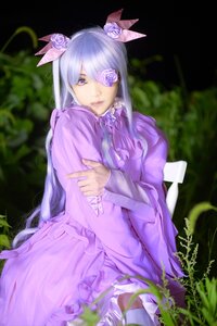 Rating: Safe Score: 0 Tags: 1girl auto_tagged barasuishou blurry depth_of_field dress eyepatch flower hair_flower hair_ornament long_hair long_sleeves looking_at_viewer plant purple_eyes purple_flower purple_rose rose solo very_long_hair User: admin