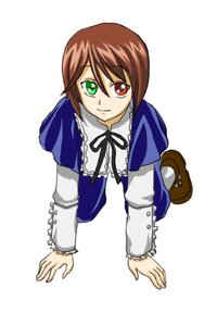 Rating: Safe Score: 0 Tags: 1girl blue_dress brown_hair dress frills from_above full_body green_eyes heterochromia image long_sleeves looking_at_viewer red_eyes shoes simple_background smile solo souseiseki white_background User: admin