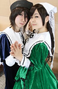 Rating: Safe Score: 0 Tags: 2girls black_hair brown_hair dress green_dress green_eyes hat head_scarf holding_hands lace lips long_sleeves looking_at_viewer multiple_cosplay multiple_girls short_hair sisters souseiseki suiseiseki swept_bangs tagme twins yuri User: admin
