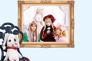 Rating: Safe Score: 0 Tags: 4girls blonde_hair blue_eyes dress flower green_eyes hat multiple_cosplay multiple_girls rose shinku smile tagme User: admin