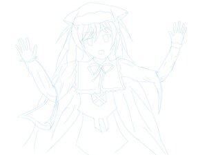 Rating: Safe Score: 0 Tags: 1girl animal_ears blush dress greyscale hat image long_hair long_sleeves monochrome open_mouth outstretched_arms solo striped suiseiseki vertical_stripes white_background User: admin