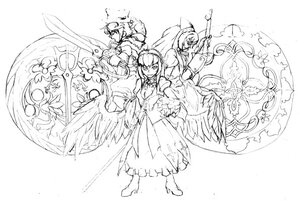 Rating: Safe Score: 0 Tags: armor dress greyscale holding_weapon image long_hair monochrome multiple multiple_girls sword tagme weapon wings User: admin