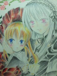 Rating: Safe Score: 0 Tags: 2girls blonde_hair blue_eyes flower hair_bow hairband hakurei_reimu image kirisame_marisa long_hair looking_at_viewer multiple_girls pair rose shinku suigintou traditional_media User: admin
