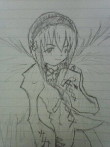 Rating: Safe Score: 0 Tags: 1girl akemi_homura cape greyscale hairband image looking_at_viewer magical_girl miki_sayaka monochrome simple_background solo suigintou traditional_media weapon User: admin
