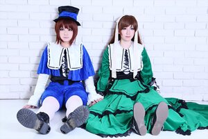Rating: Safe Score: 0 Tags: 2girls blue_dress blue_eyes brown_hair dress frills green_dress hat long_hair long_sleeves looking_at_viewer multiple_cosplay multiple_girls pantyhose shoes short_hair siblings sisters sitting tagme twins white_legwear User: admin