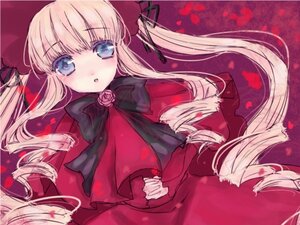 Rating: Safe Score: 0 Tags: 1girl :o blonde_hair blue_eyes blush bow bowtie capelet dress flower image long_hair long_sleeves looking_at_viewer red_capelet red_dress rose shinku solo twintails very_long_hair User: admin