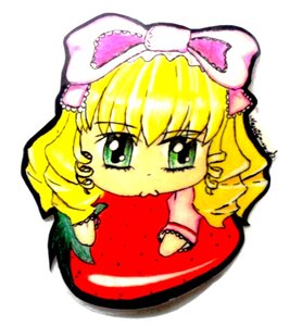 Rating: Safe Score: 0 Tags: 1girl blonde_hair bow chibi dress eating food fruit full_body green_eyes hina_ichigo hinaichigo holding_fruit image looking_at_viewer pink_bow simple_background solo strawberry white_background User: admin