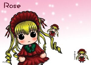 Rating: Safe Score: 0 Tags: 1girl blonde_hair blush blush_stickers bonnet bow chibi dress hat image long_hair long_sleeves looking_at_viewer o_o red_dress shinku solo User: admin