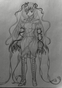Rating: Safe Score: 0 Tags: 1girl boots choker dress gloves greyscale image kaname_madoka kirakishou long_hair monochrome solo thighhighs traditional_media twintails ultimate_madoka very_long_hair zettai_ryouiki User: admin