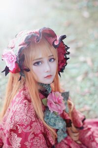 Rating: Safe Score: 0 Tags: 1girl bangs blonde_hair blue_eyes blurry blurry_background depth_of_field flower hat lips long_hair looking_at_viewer rose shinku solo upper_body User: admin