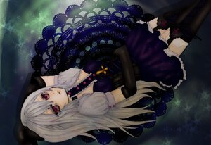 Rating: Safe Score: 0 Tags: 1girl black_legwear breasts choker corset dress elbow_gloves garter_straps gloves image lace long_hair red_eyes solo suigintou thighhighs zettai_ryouiki User: admin