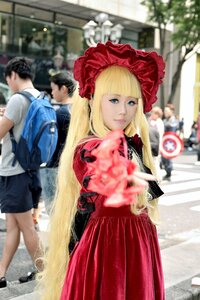 Rating: Safe Score: 0 Tags: 1girl backpack bag blonde_hair blue_eyes blurry blurry_background blurry_foreground depth_of_field dress hat long_hair looking_at_viewer multiple_girls photo red_dress shinku solo User: admin