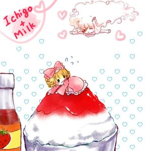 Rating: Safe Score: 0 Tags: 2girls blonde_hair bow dress flying_sweatdrops food fruit hair_bow heart hinaichigo image kirakishou long_hair minigirl multiple_girls pair short_hair striped User: admin