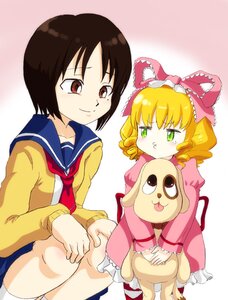 Rating: Safe Score: 0 Tags: 2girls blonde_hair bow crossover drill_hair green_eyes hina_ichigo hinaichigo image kashiwaba_tomoe multiple_girls pink_bow school_uniform serafuku short_hair solo twin_drills User: admin