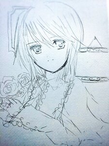 Rating: Safe Score: 0 Tags: 1girl closed_mouth flower frills hair_between_eyes hariruri image long_sleeves looking_at_viewer monochrome rose solo souseiseki traditional_media upper_body User: admin