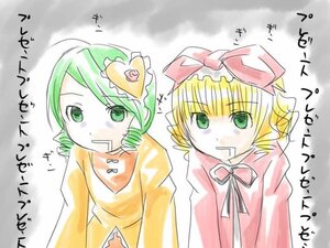 Rating: Safe Score: 0 Tags: 2girls blonde_hair bow dress drill_hair green_eyes green_hair hina_ichigo hinaichigo image kanaria long_sleeves multiple_girls pair pink_bow shinku twin_drills upper_body User: admin