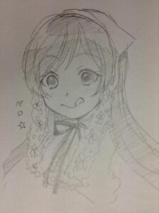 Rating: Safe Score: 0 Tags: 1girl :q greyscale heart image long_hair looking_at_viewer monochrome photo sketch smile solo suiseiseki tongue tongue_out traditional_media upper_body User: admin