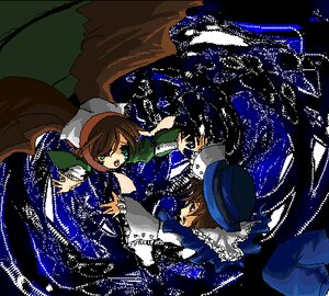 Rating: Safe Score: 0 Tags: brown_hair dress hat heterochromia image long_sleeves multiple_girls pair red_eyes short_hair siblings sisters souseiseki suiseiseki twins wings User: admin