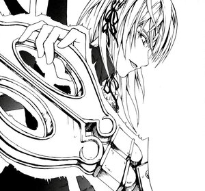Rating: Safe Score: 0 Tags: 1girl bangs greyscale hair_ribbon holding image long_hair monochrome pointy_ears ribbon smile solo suigintou User: admin