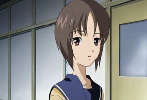 Rating: Safe Score: 0 Tags: 1girl bangs blue_sailor_collar brown_eyes brown_hair human image indoors kashiwaba_tomoe kita_high_school_uniform looking_at_viewer sailor_collar school_uniform screenshot serafuku short_hair solo User: admin