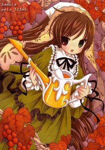 Rating: Safe Score: 0 Tags: 1girl apple black_neckwear black_ribbon brown_hair dress food frills fruit grapes green_dress green_eyes hat heterochromia holding image lace lace-trimmed_ribbon lace_trim long_hair long_sleeves looking_at_viewer neck_ribbon open_mouth peloli plant red_eyes ribbon rozen_maiden smile solo suiseiseki tomato very_long_hair watering_can white_headwear User: admin