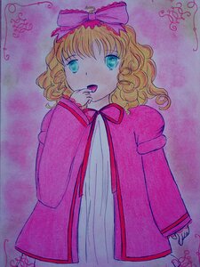 Rating: Safe Score: 0 Tags: 1girl aqua_eyes artist_name bangs blonde_hair blue_eyes bow cowboy_shot curly_hair dated dress eyebrows_visible_through_hair hair_bow hand_to_own_mouth hina_ichigo hinaichigo image long_sleeves looking_at_viewer open_mouth pink_bow ribbon short_hair signature smile solo traditional_media wavy_hair User: admin