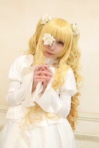 Rating: Safe Score: 0 Tags: 1girl bangs blonde_hair dress flower hair_flower hair_ornament kirakishou lips long_hair long_sleeves own_hands_together puffy_sleeves ribbon rose solo striped twintails vertical-striped_dress vertical_stripes white_flower User: admin