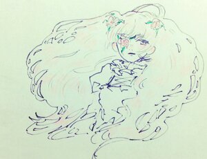 Rating: Safe Score: 0 Tags: 1girl aqua_background bangs flower frills green_background hair_flower hair_ornament image kirakishou long_hair solo User: admin