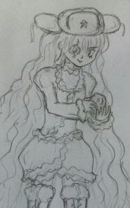Rating: Safe Score: 0 Tags: 1girl bare_shoulders dress frills greyscale hat image kirakishou long_hair monochrome sketch smile solo traditional_media very_long_hair User: admin