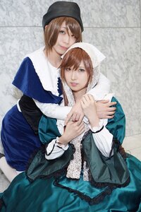 Rating: Safe Score: 0 Tags: 2girls bangs blue_dress blue_eyes brown_hair dress green_eyes hat heterochromia hug lips long_sleeves looking_at_viewer multiple_cosplay multiple_girls siblings sisters smile souseiseki suiseiseki tagme twins User: admin