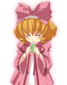 Rating: Safe Score: 0 Tags: 1girl auto_tagged blonde_hair blush bow closed_eyes cowboy_shot date_(senpen) dress drill_hair eating eyebrows eyebrows_visible_through_hair food hair_bow hina_ichigo hinaichigo image long_sleeves pink_bow pink_dress rozen_maiden short_hair simple_background solo upper_body white_background wide_sleeves User: admin