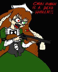 Rating: Safe Score: 0 Tags: 1girl brown_hair dress english_text green_eyes gun heterochromia holding holding_weapon image long_hair long_sleeves oekaki red_eyes rifle solo suiseiseki weapon User: admin