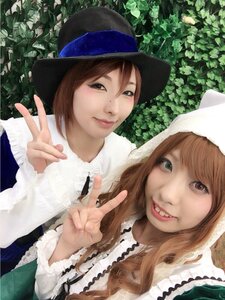 Rating: Safe Score: 0 Tags: 2girls brown_hair hat long_hair looking_at_viewer multiple_cosplay multiple_girls realistic siblings sisters smile tagme twins v User: admin