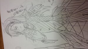Rating: Safe Score: 0 Tags: 1girl dress frills greyscale image long_hair long_sleeves monochrome ponytail sketch solo suigintou traditional_media User: admin