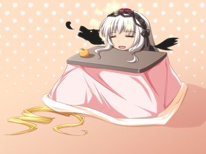 Rating: Safe Score: 0 Tags: 1girl 2girls blonde_hair closed_eyes commentary_request food fruit gucchi hairband halftone halftone_background image kotatsu lolita_hairband long_hair mandarin_orange multiple_girls pair photoshop_(medium) polka_dot polka_dot_background polka_dot_bow polka_dot_legwear rozen_maiden shinku silver_hair sleeping solo suigintou table white_hair wings User: admin